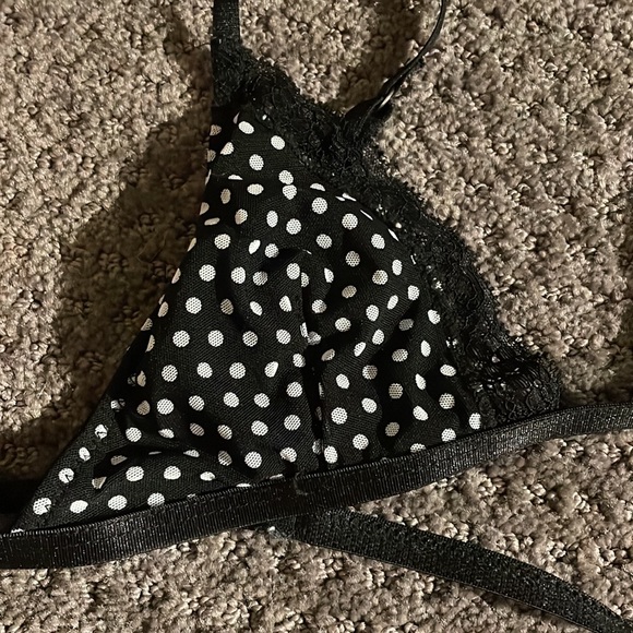 Urban Outfitters black white polka dot lace festival bra bralette - Picture 2 of 3